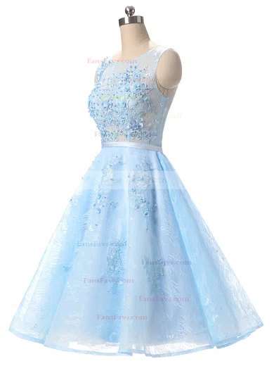 Girls A-line Scoop Neck Lace Appliques Lace Short/Mini Prom Dresses #Favs020102715