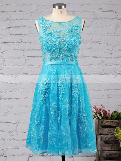 Girls A-line Scoop Neck Lace Appliques Lace Short/Mini Prom Dresses #Favs020102715