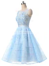 Girls A-line Scoop Neck Lace Appliques Lace Short/Mini Prom Dresses #Favs020102715
