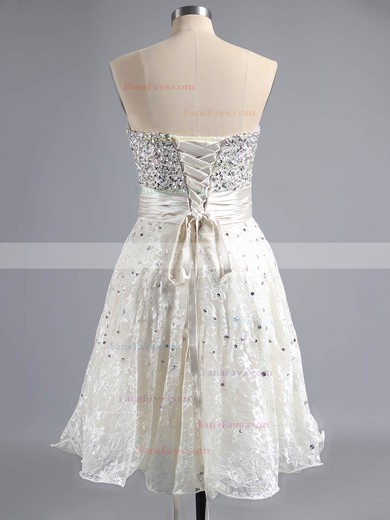 A-line Sweetheart Lace Short/Mini Beading Homecoming Dresses #Favs02016350