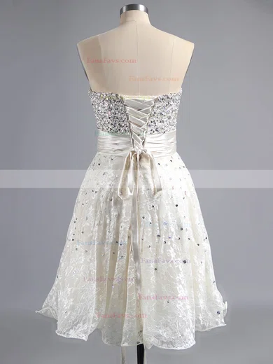A-line Sweetheart Lace Short/Mini Beading Homecoming Dresses #Favs02016350
