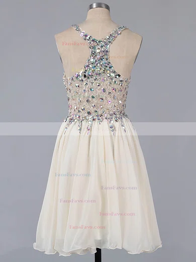 A-line V-neck Lace Chiffon Short/Mini Ruffles Homecoming Dresses #Favs02016363