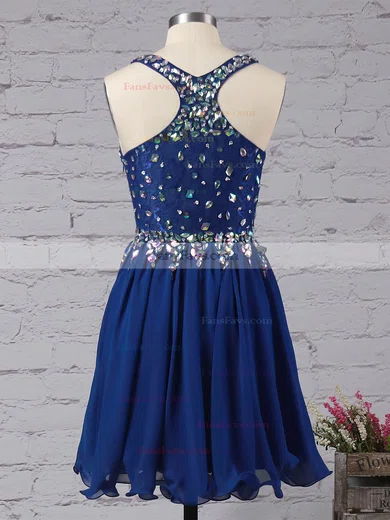 A-line V-neck Lace Chiffon Short/Mini Ruffles Homecoming Dresses #Favs02016363