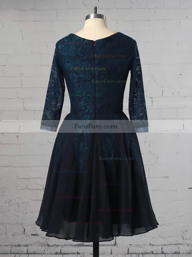 A-line Scoop Neck Lace Chiffon Tulle Short/Mini Appliques Lace Prom Dresses #Favs02018178