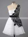 A-line One Shoulder Lace Chiffon Tulle Short/Mini Appliques Lace Homecoming Dresses #Favs02042082