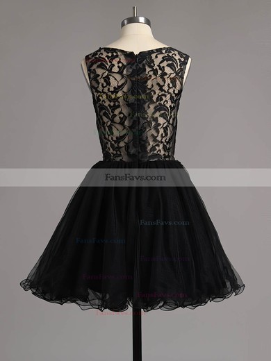 Black A-line Scoop Neck Lace Tulle Beading Custom Short/Mini Homecoming Dresses #Favs020101138