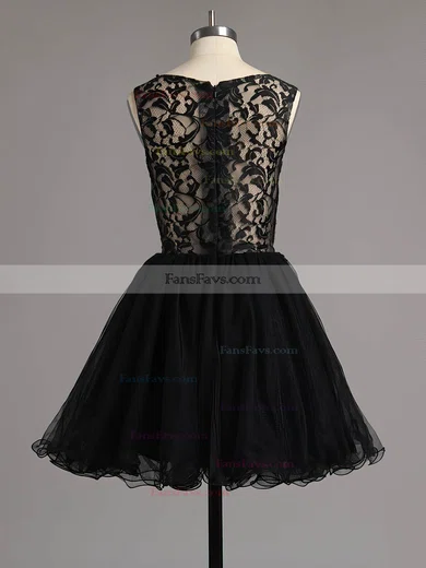 Black A-line Scoop Neck Lace Tulle Beading Custom Short/Mini Homecoming Dresses #Favs020101138