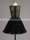 Black A-line Scoop Neck Lace Tulle Beading Custom Short/Mini Homecoming Dresses #Favs020101138