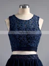 Two Piece A-line Scoop Neck Lace Tulle Short/Mini Beading Dark Navy Homecoming Dresses #Favs020101441