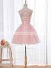 A-line Scoop Neck Lace Tulle Short/Mini Beading Pretty Prom Dresses #Favs020102854