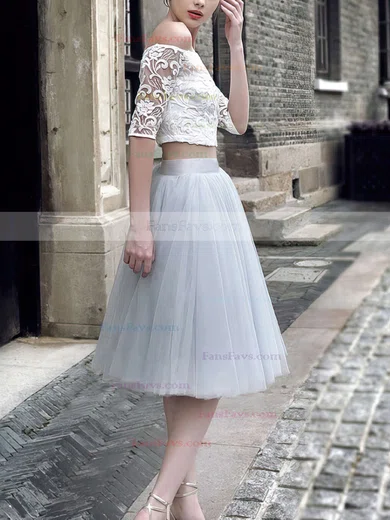 Princess Off-the-shoulder Lace Tulle Knee-length Prom Dresses #Favs020103308