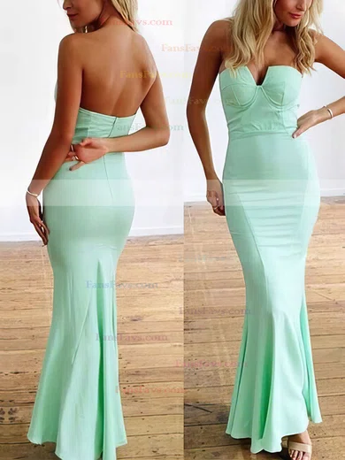 Trumpet/Mermaid Strapless Silk-like Satin Ankle-length Prom Dresses #Favs020104418