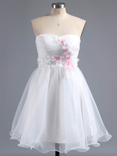 A-line Sweetheart Organza Short/Mini Sashes / Ribbons Homecoming Dresses #Favs02013244