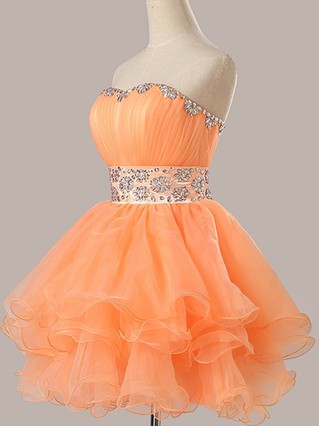 Ball Gown Sweetheart Organza Short/Mini Beading Homecoming Dresses #Favs02051735