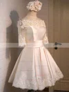 Ball Gown Off-the-shoulder Satin Short/Mini Appliques Lace 1/2 Sleeve New Prom Dresses #Favs020103039