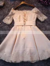 Ball Gown Off-the-shoulder Satin Short/Mini Appliques Lace 1/2 Sleeve New Prom Dresses #Favs020103039