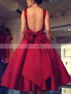 Ball Gown Square Neckline Satin Tea-length Bow Prom Dresses #Favs020103061
