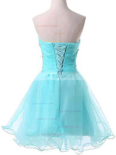 A-line Sweetheart Satin Organza Short/Mini Beading Homecoming Dresses #Favs02051736