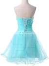 A-line Sweetheart Satin Organza Short/Mini Beading Homecoming Dresses #Favs02051736