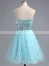 A-line Sweetheart Satin Tulle Short/Mini Ruffles Homecoming Dresses #Favs02016385