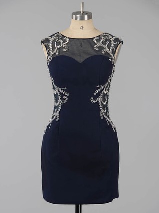 Dark Navy Sheath/Column Scoop Neck Silk-like Satin Short/Mini Beading Open Back Homecoming Dresses #Favs020101761 Dark Navy Sheath/Column Scoop Neck Silk-like Satin Short/Mini Beading Open Back Homecoming Dresses #Favs020101761