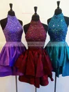 A-line High Neck Taffeta Short/Mini Beading New Arrival Prom Dresses #Favs020103470