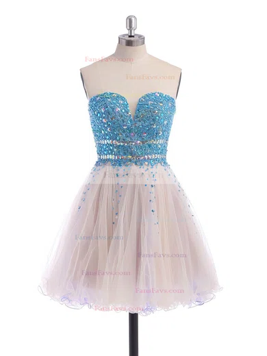 A-line Sweetheart Tulle Crystal Detailing Short/Mini Sparkly Homecoming Dresses #Favs020100672