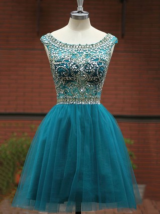 Classic Scoop Neck Tulle with Beading Short/Mini Prom Dress #Favs020101492