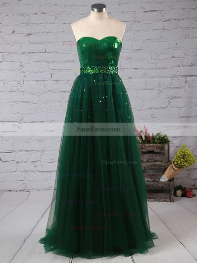 Princess Sweetheart Tulle Sweep Train Crystal Detailing Prom Dresses #Favs02016059