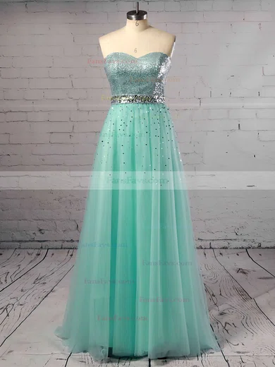 Princess Sweetheart Tulle Sweep Train Crystal Detailing Prom Dresses #Favs02016059