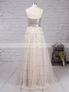 Princess Sweetheart Tulle Sweep Train Crystal Detailing Prom Dresses #Favs02016059