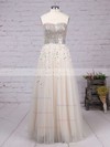 Princess Sweetheart Tulle Sweep Train Crystal Detailing Prom Dresses #Favs02016059