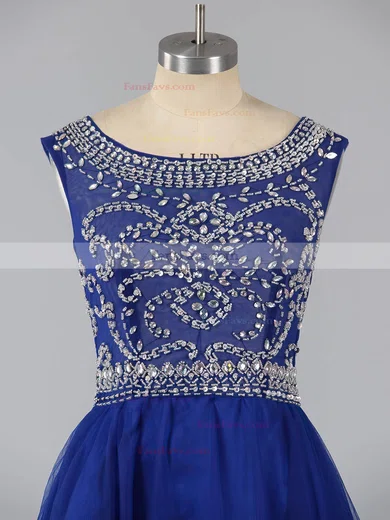 Scoop Neck Sparkly Dark Green Tulle Beading Short/Mini Prom Dress #Favs020101675