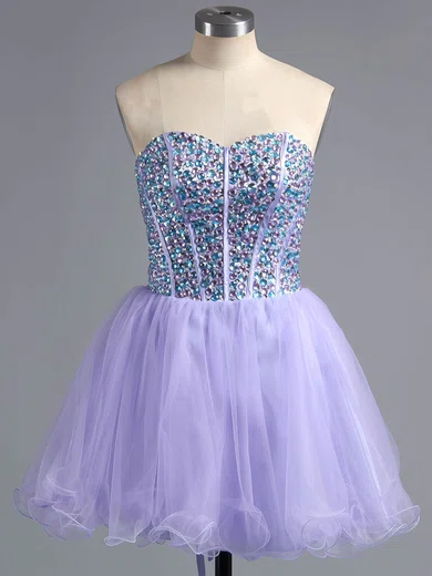 A-line Sweetheart Tulle Short/Mini Beading Wholesale Homecoming Dresses #Favs020101758