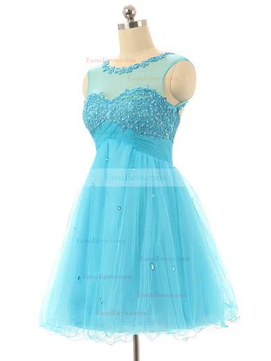 A-line Scoop Neck Tulle Short/Mini Beading New Arrival Homecoming Dresses #Favs020101797