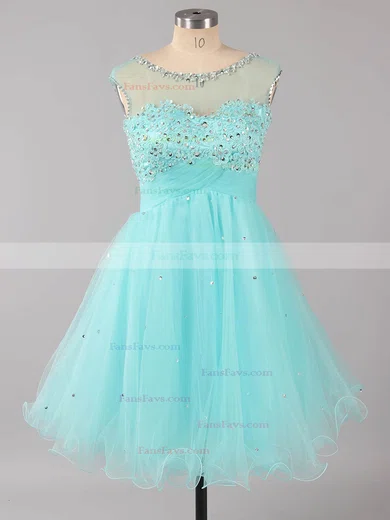 A-line Scoop Neck Tulle Short/Mini Beading New Arrival Homecoming Dresses #Favs020101797