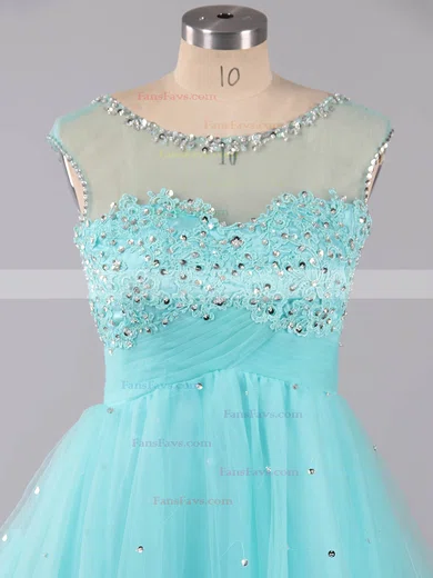A-line Scoop Neck Tulle Short/Mini Beading New Arrival Homecoming Dresses #Favs020101797