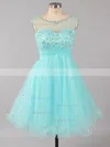 A-line Scoop Neck Tulle Short/Mini Beading New Arrival Homecoming Dresses #Favs020101797