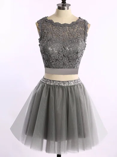 Pretty Short/Mini Scoop Neck Tulle Lace with Beading Two Pieces Prom Dress #Favs020101868