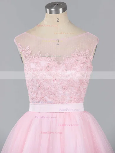 Girls A-line Scoop Neck Tulle Short/Mini Appliques Lace Homecoming Dresses #Favs020101913