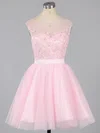Girls A-line Scoop Neck Tulle Short/Mini Appliques Lace Homecoming Dresses #Favs020101913