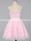 Girls A-line Scoop Neck Tulle Short/Mini Appliques Lace Homecoming Dresses #Favs020101913