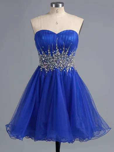 Famous A-line Sweetheart Tulle Short/Mini Crystal Detailing Royal Blue Homecoming Dresses #Favs020101916