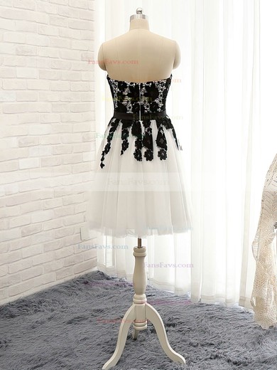 Pretty White Sweetheart Tulle Appliques Lace Short/Mini Prom Dresses #Favs020102148