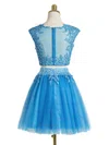 Pretty A-line Scoop Neck Tulle Short/Mini Appliques Lace Two Piece Prom Dresses #Favs020102431