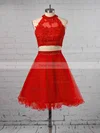 A-line High Neck Tulle Short/Mini Sequins Homecoming Dresses #Favs020102432