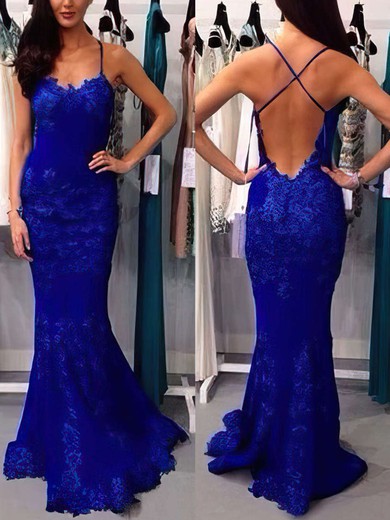 Trumpet/Mermaid Sweetheart Lace Sweep Train Appliques Lace Prom Dresses #Favs02016794