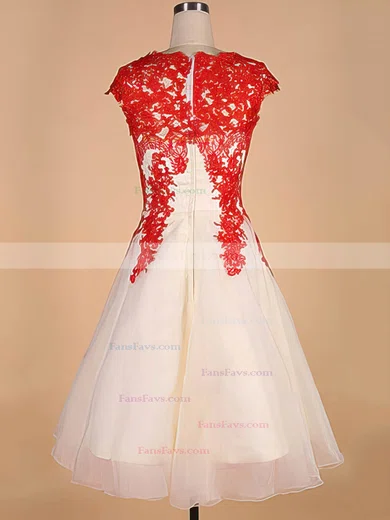 Princess Scalloped Neck Tulle Tea-length Appliques Lace Homecoming Dresses #Favs020102559