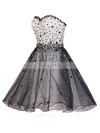 A-line Sweetheart Tulle Short/Mini Beading Homecoming Dresses #Favs020102560