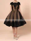 Ball Gown Square Neckline Tulle Knee-length Appliques Lace Prom Dresses #Favs020102564